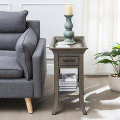 Traditional Tray Top End Table with Storage-Wooden Crest