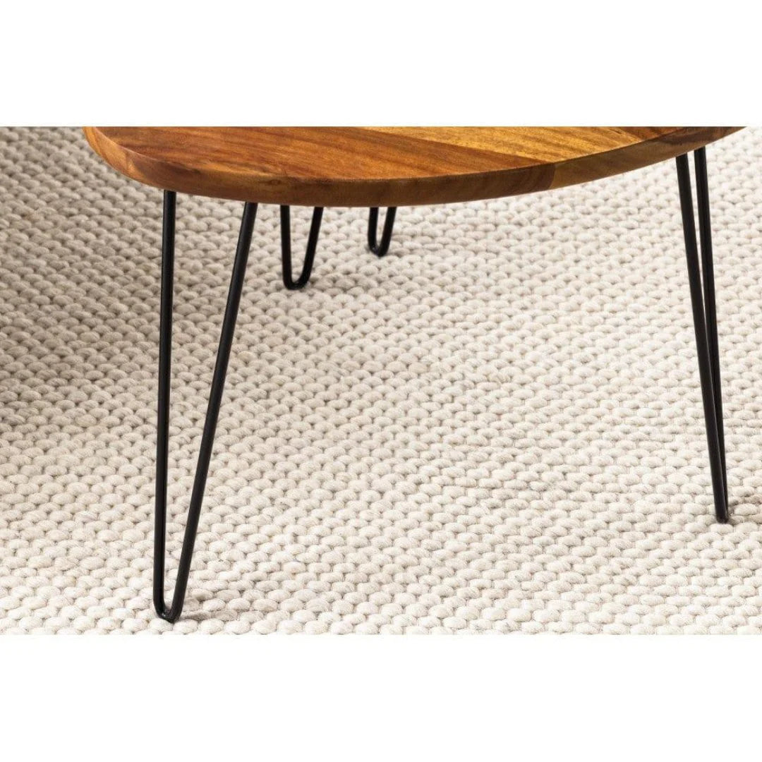 Retro Oval Nesting Coffee Tables with Metal Hairpin Legs-Wooden Crest