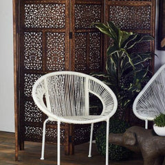 Indian Four-Panel Room Divider with Botanical Filigree