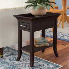 Traditional Tray Top End Table with Storage-Wooden Crest