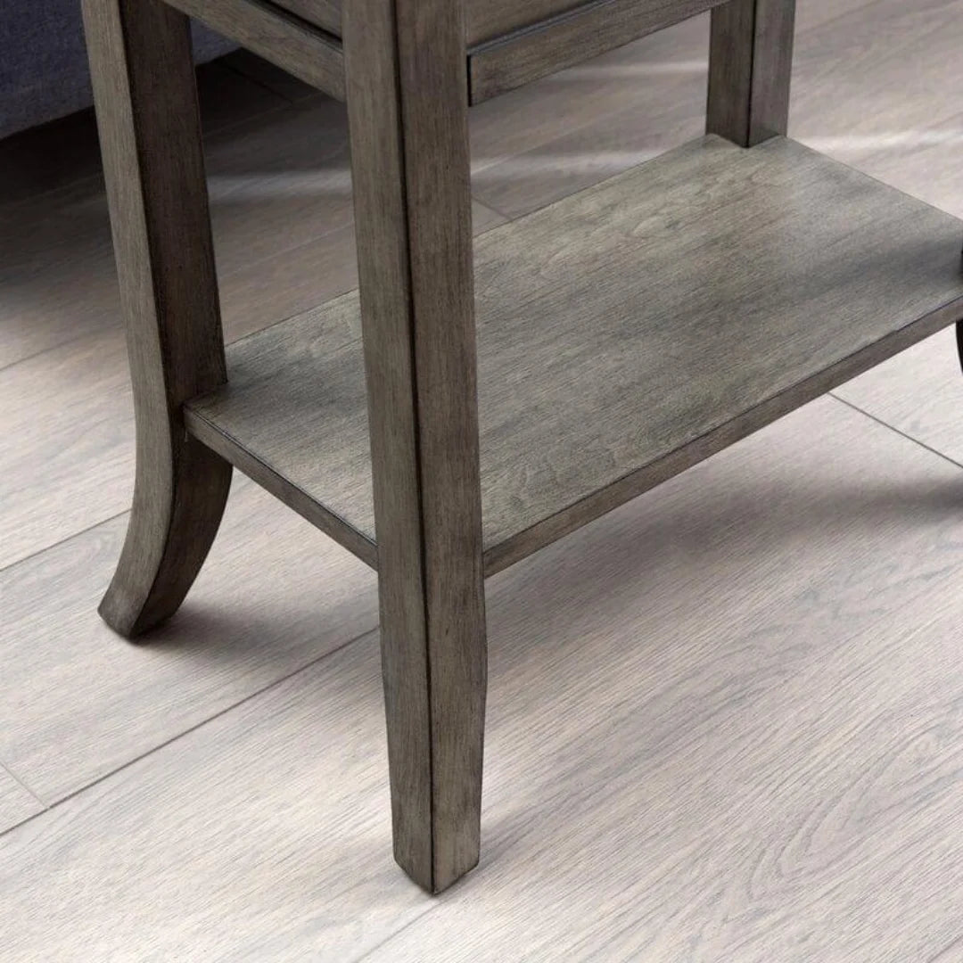Traditional Tray Top End Table with Storage-Wooden Crest