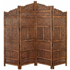 Indian Four-Panel Room Divider with Botanical Filigree