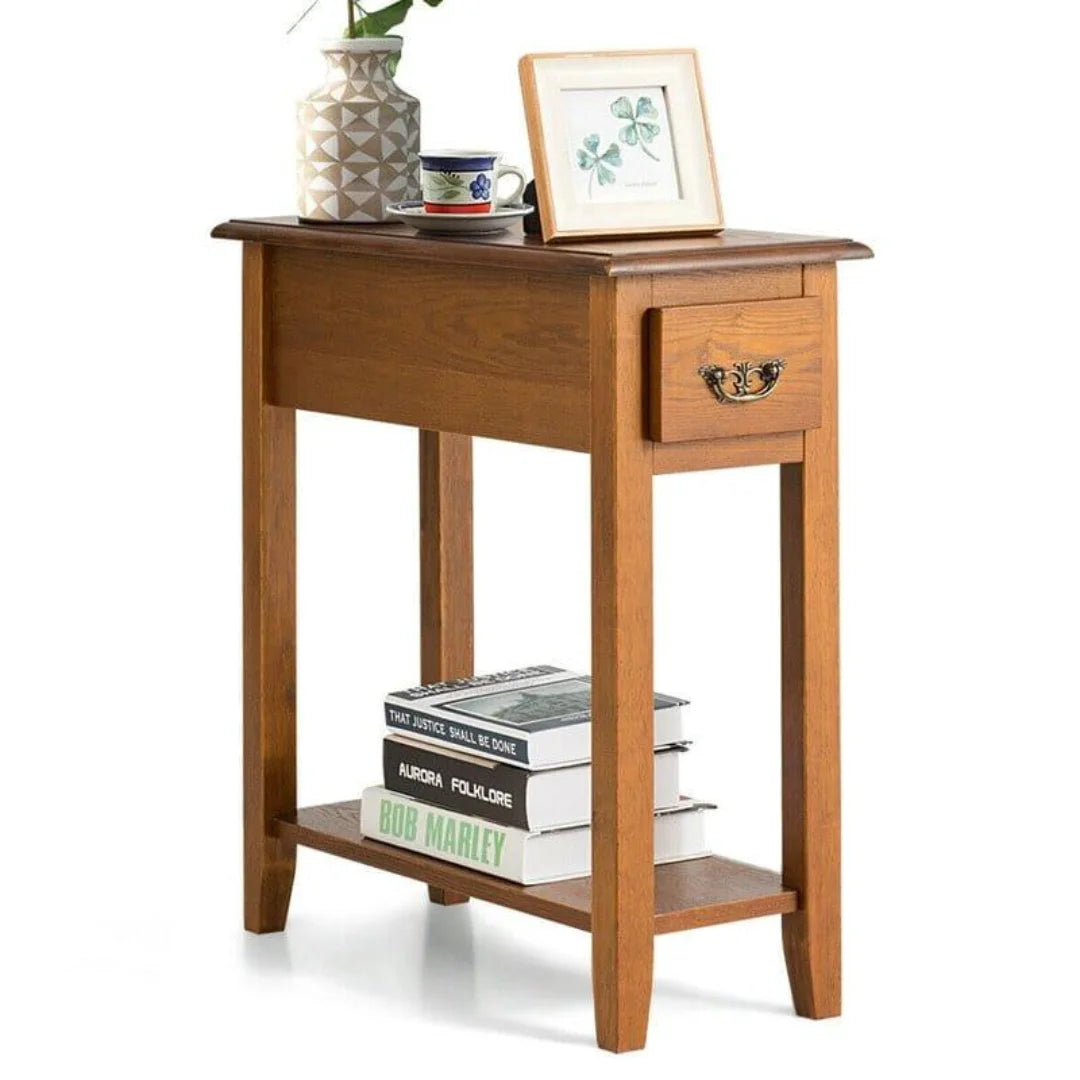 Modern Narrow End Table with Storage Drawer