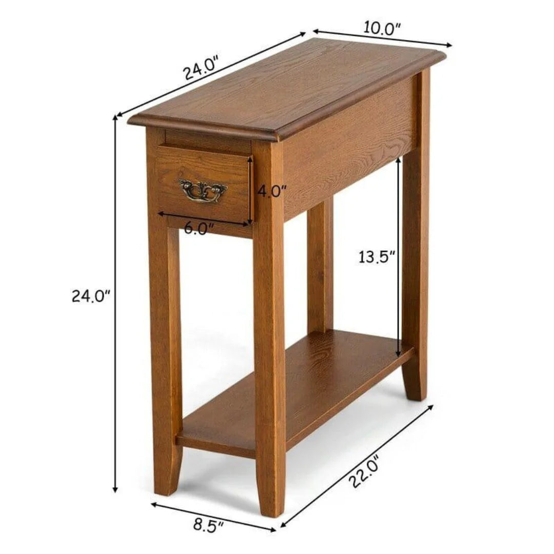 Modern Narrow End Table with Storage Drawer