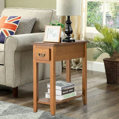 Modern Narrow End Table with Storage Drawer