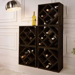 Modern Diamond Wine Rack Cube with Geometric Design