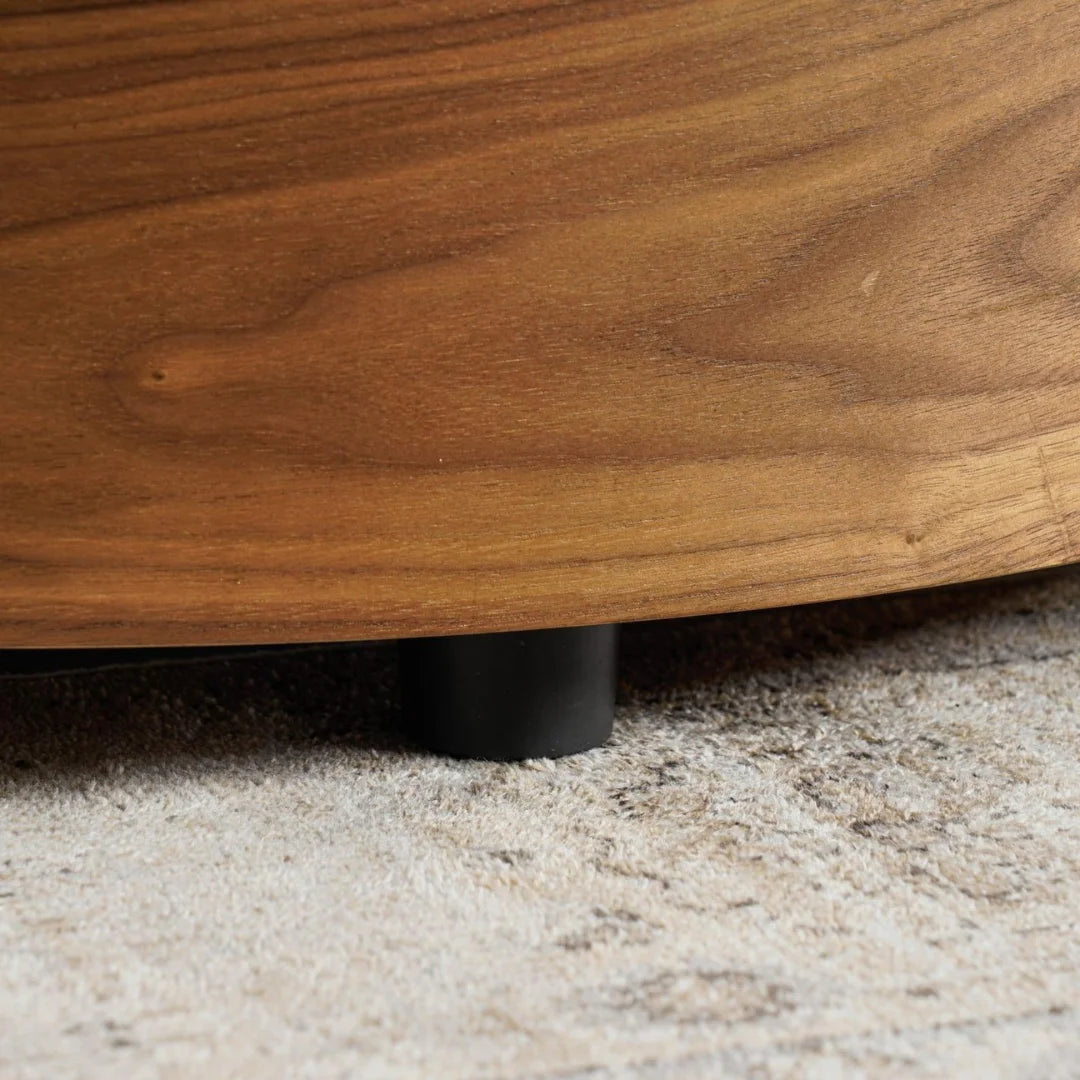 Modern Cylindrical Side Table with Dual Storage Drawers