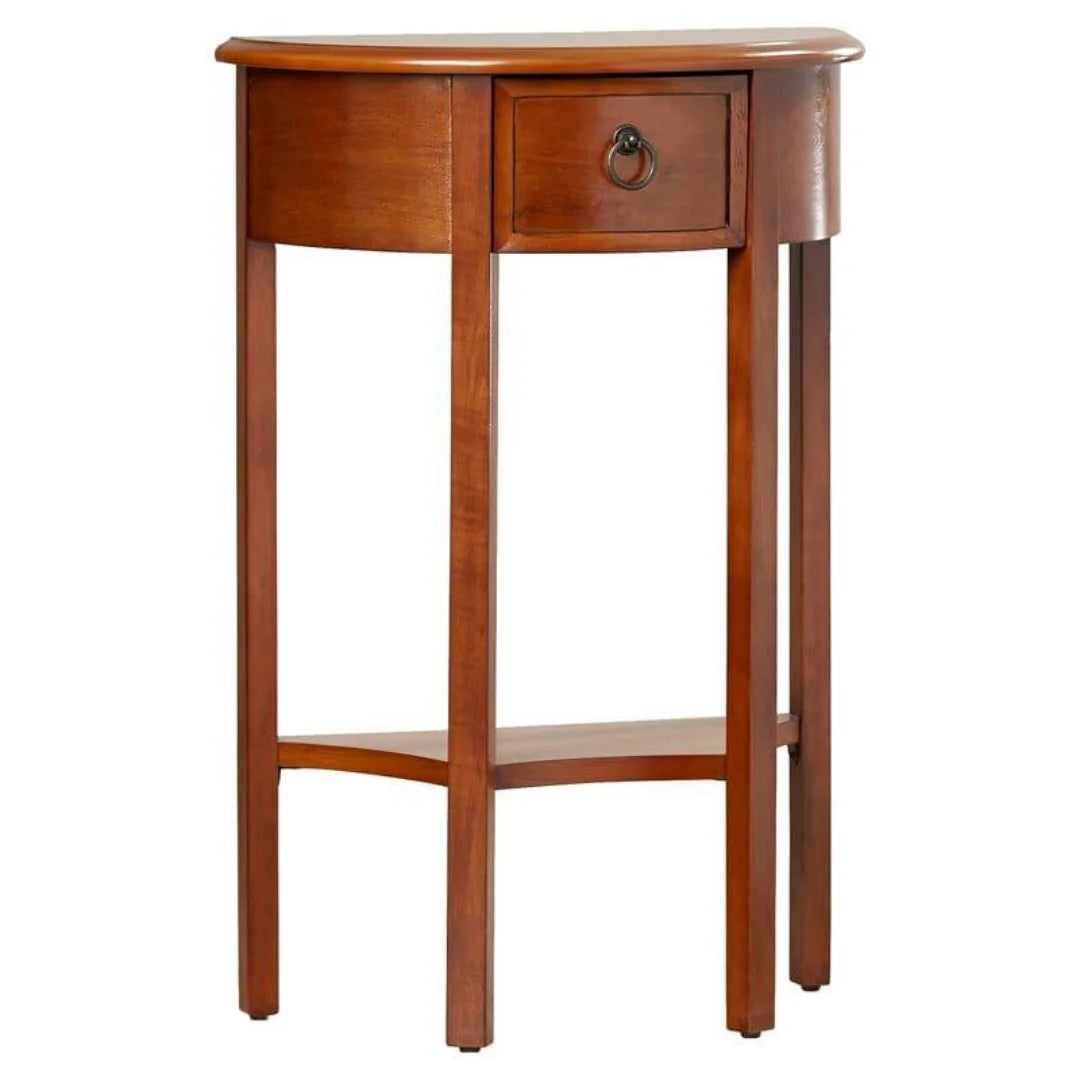 Traditional Half-Moon Console Table with Storage-Wooden Crest