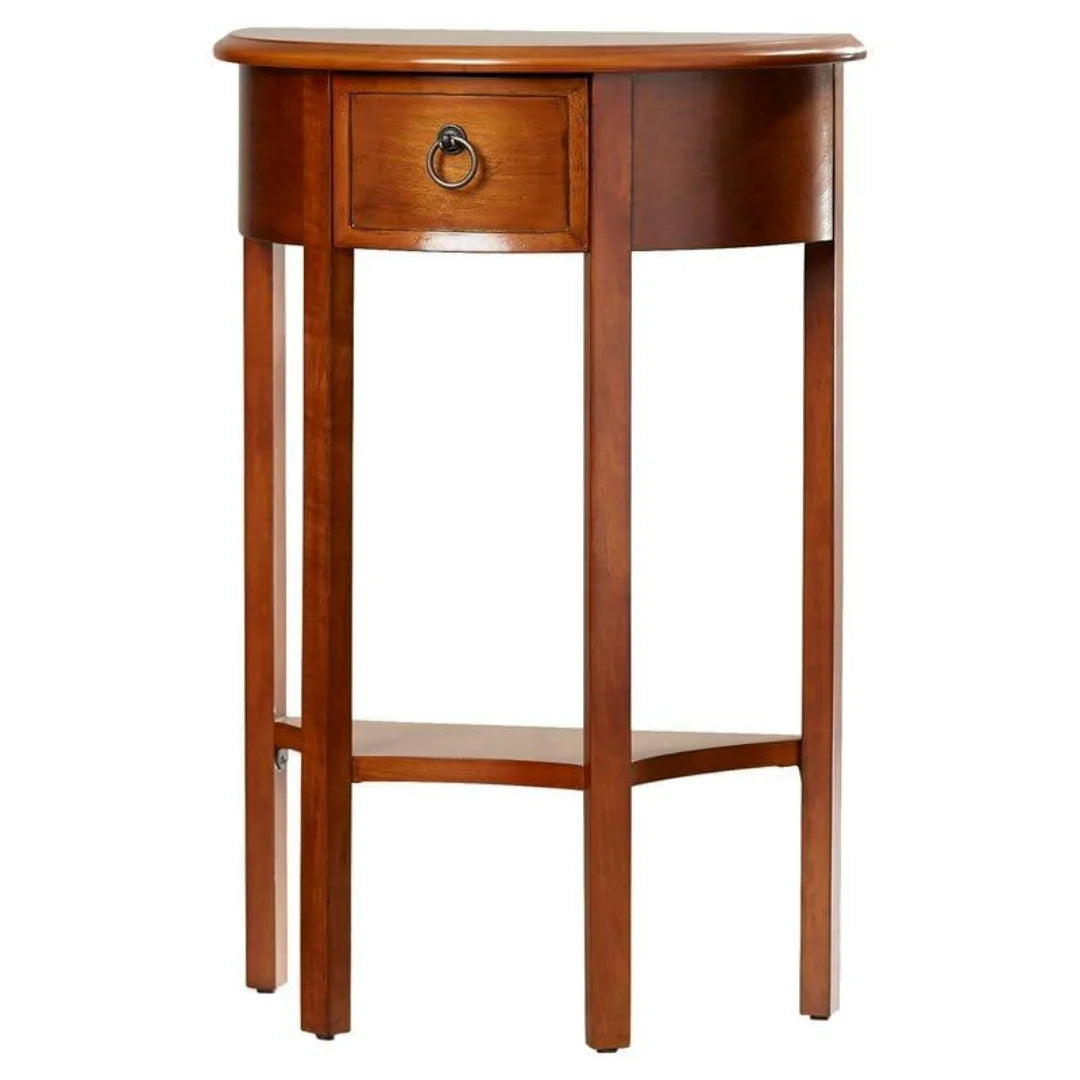 Traditional Half-Moon Console Table with Storage-Wooden Crest