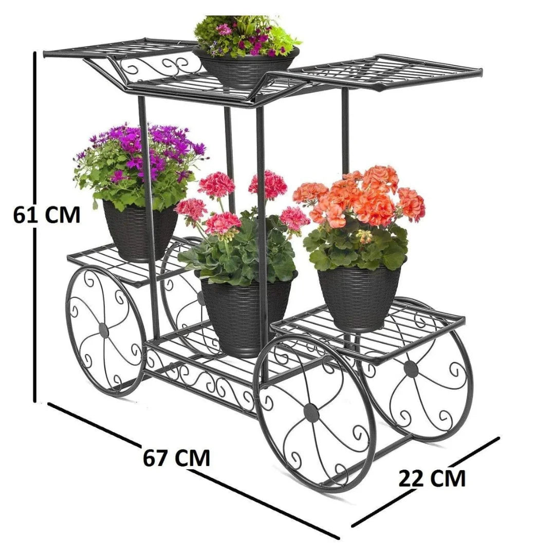 European-Style Cart Plant Stand with Six Display Tiers