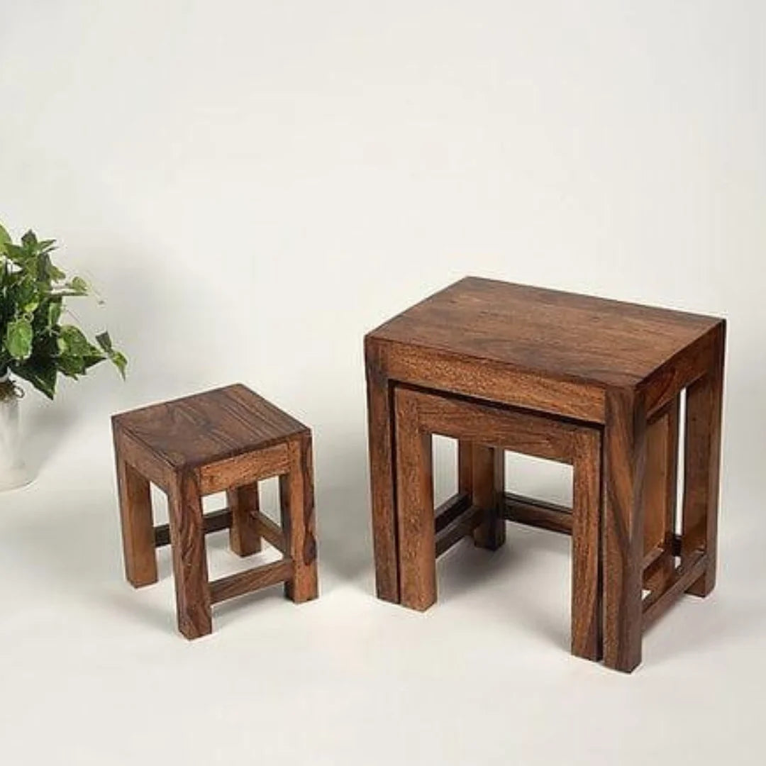 Modern Stackable Nesting Stools Set of 3 with Clean Lines