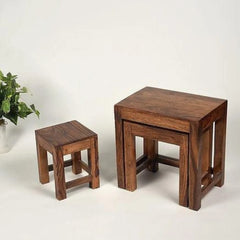 Modern Stackable Nesting Stools Set of 3 with Clean Lines