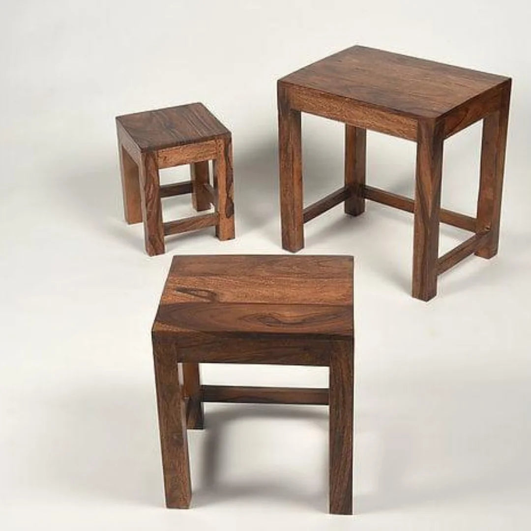 Modern Stackable Nesting Stools Set of 3 with Clean Lines