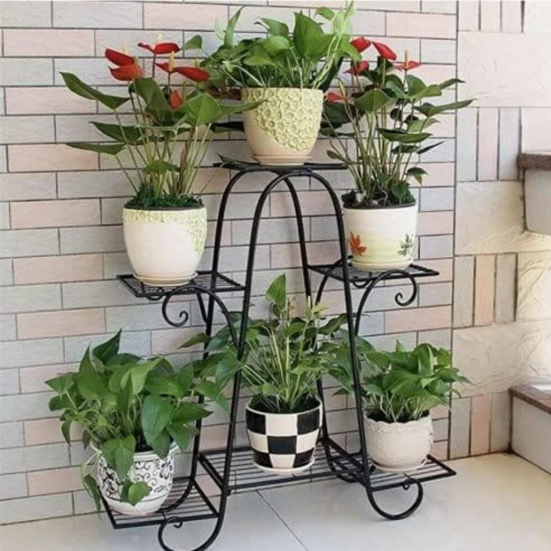 European-Style 6-Tier Plant Stand with Scrollwork Details