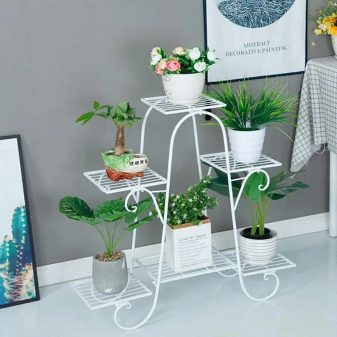 European-Style 6-Tier Plant Stand with Scrollwork Details