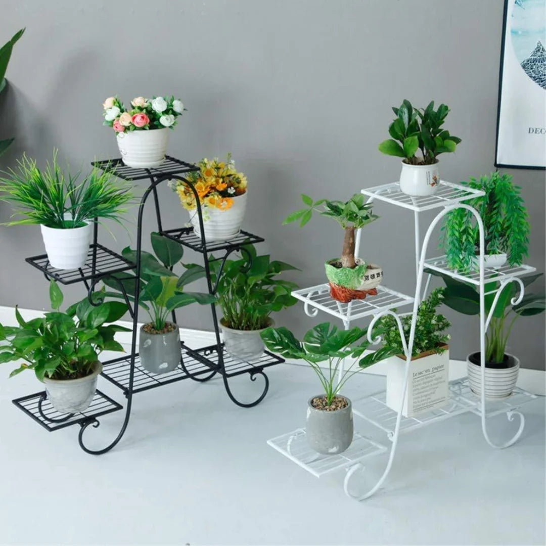 European-Style 6-Tier Plant Stand with Scrollwork Details