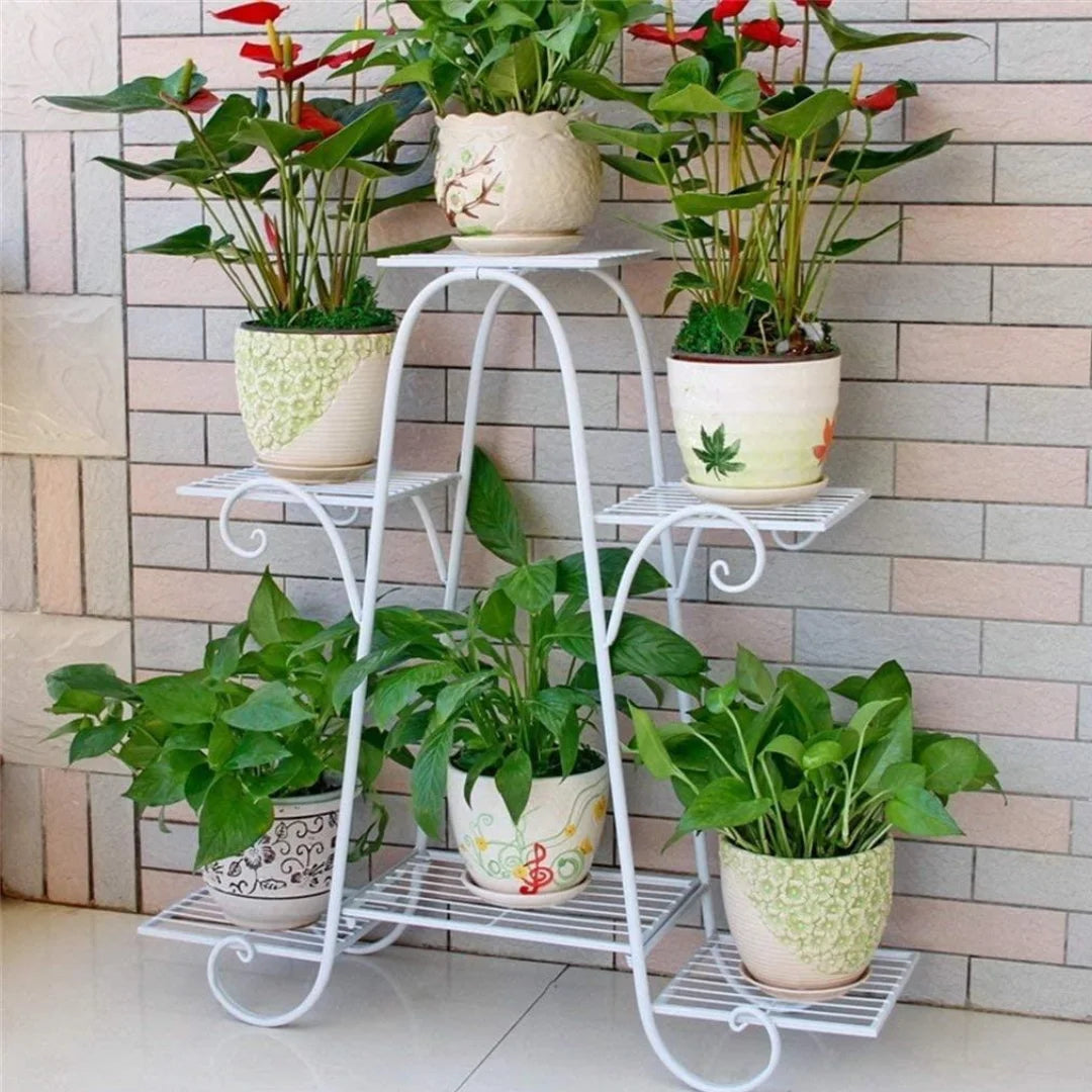 European-Style 6-Tier Plant Stand with Scrollwork Details