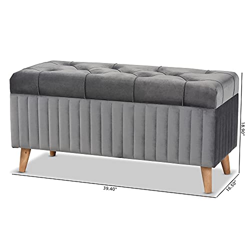 Baxton Studio Grey/Walnut Brown Ottoman