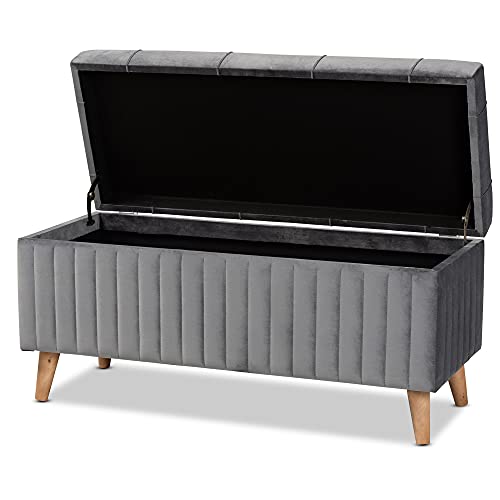 Baxton Studio Grey/Walnut Brown Ottoman