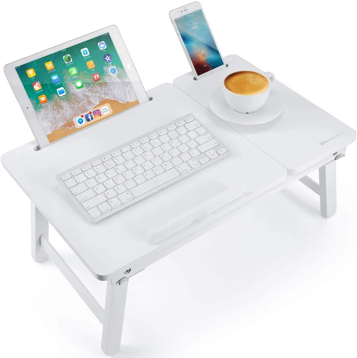 Foldable Wooden Laptop Desk Tray with Drawer – Breakfast & Study Table
