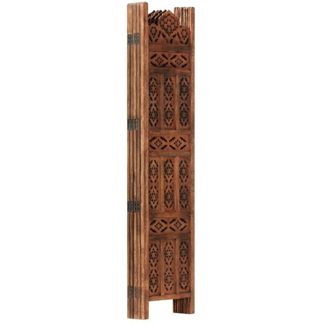 Islamic Five-Panel Room Divider with Geometric Jali Design