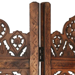 Islamic Five-Panel Room Divider with Geometric Jali Design