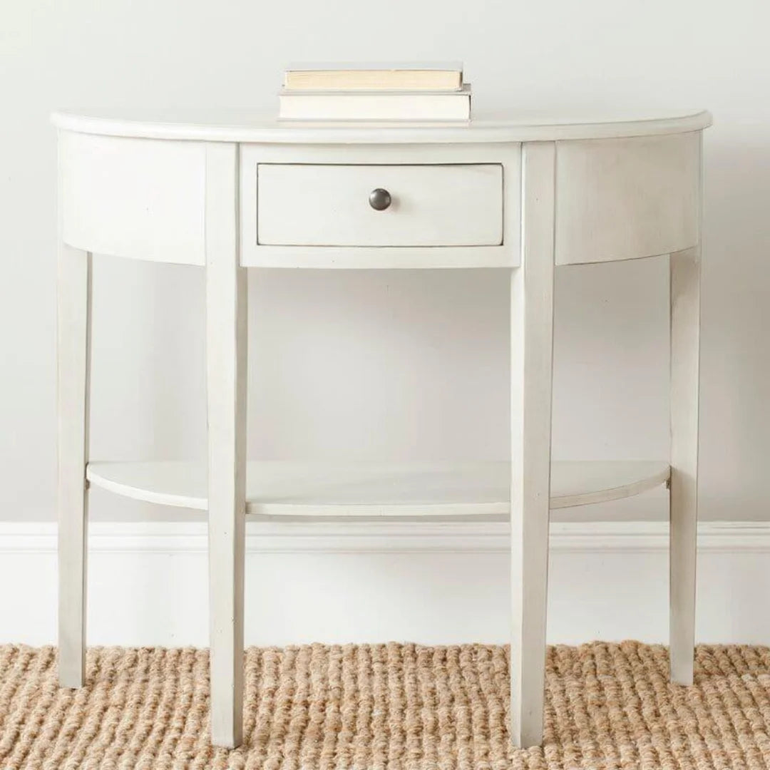 Demilune Console Table with Storage Drawer and Shelf