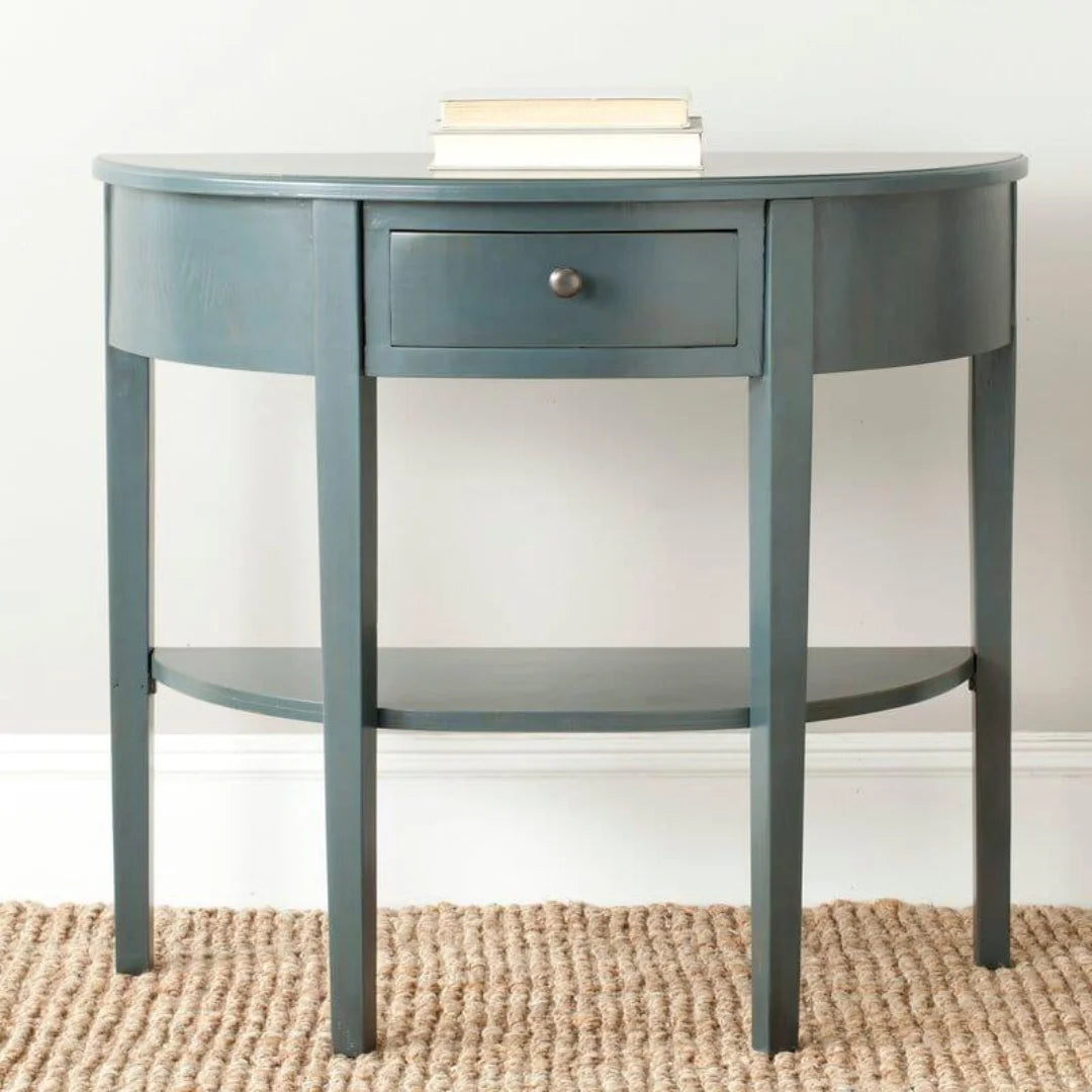 Demilune Console Table with Storage Drawer and Shelf