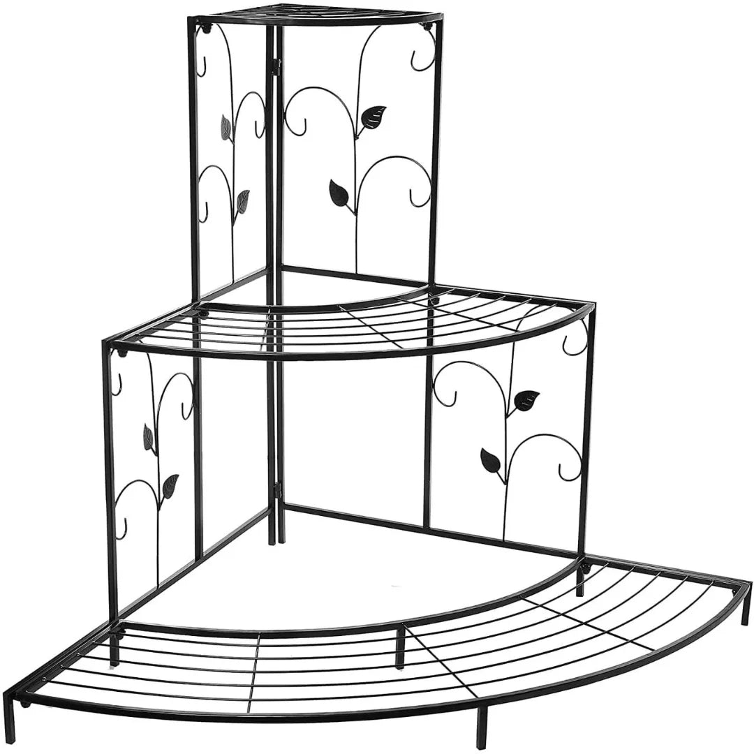 Modern Corner Plant Stand with Three-Tier Display