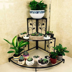 Modern Corner Plant Stand with Three-Tier Display