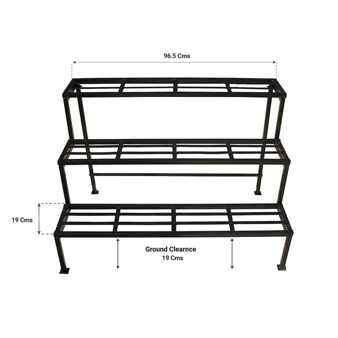 Modern Three-Tier Plant Stand with Grid Design-Wooden Crest