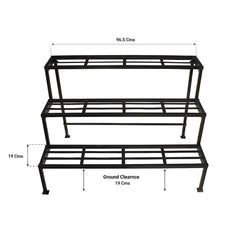 Modern Three-Tier Plant Stand with Grid Design-Wooden Crest