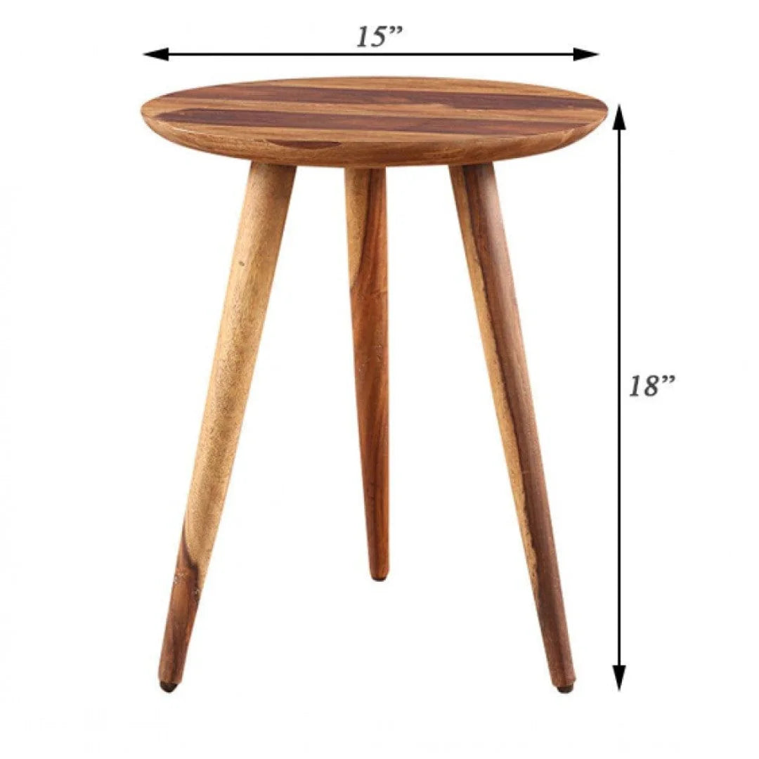 Mid-Century Round Side Table with Tapered Tripod Base