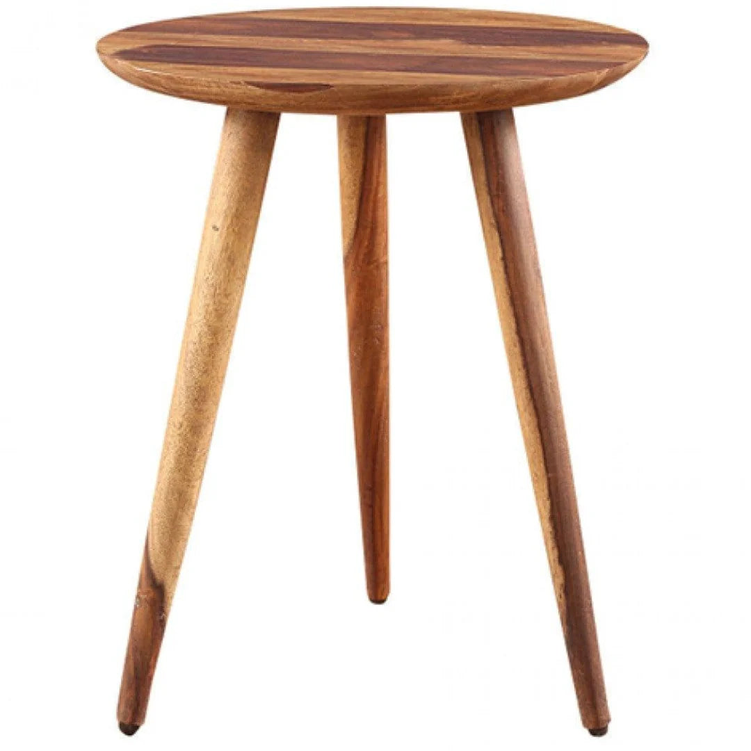 Mid-Century Round Side Table with Tapered Tripod Base