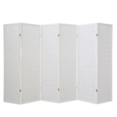 Modern Six-Panel Room Divider with Grid Pattern Design-Wooden Crest
