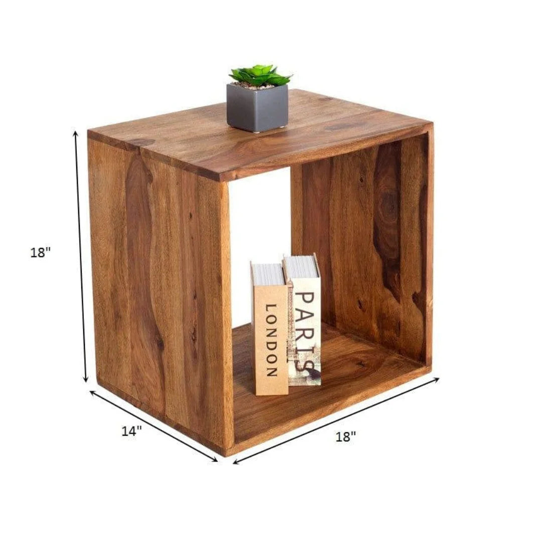 Modern Cube Storage Side Table with Open Display