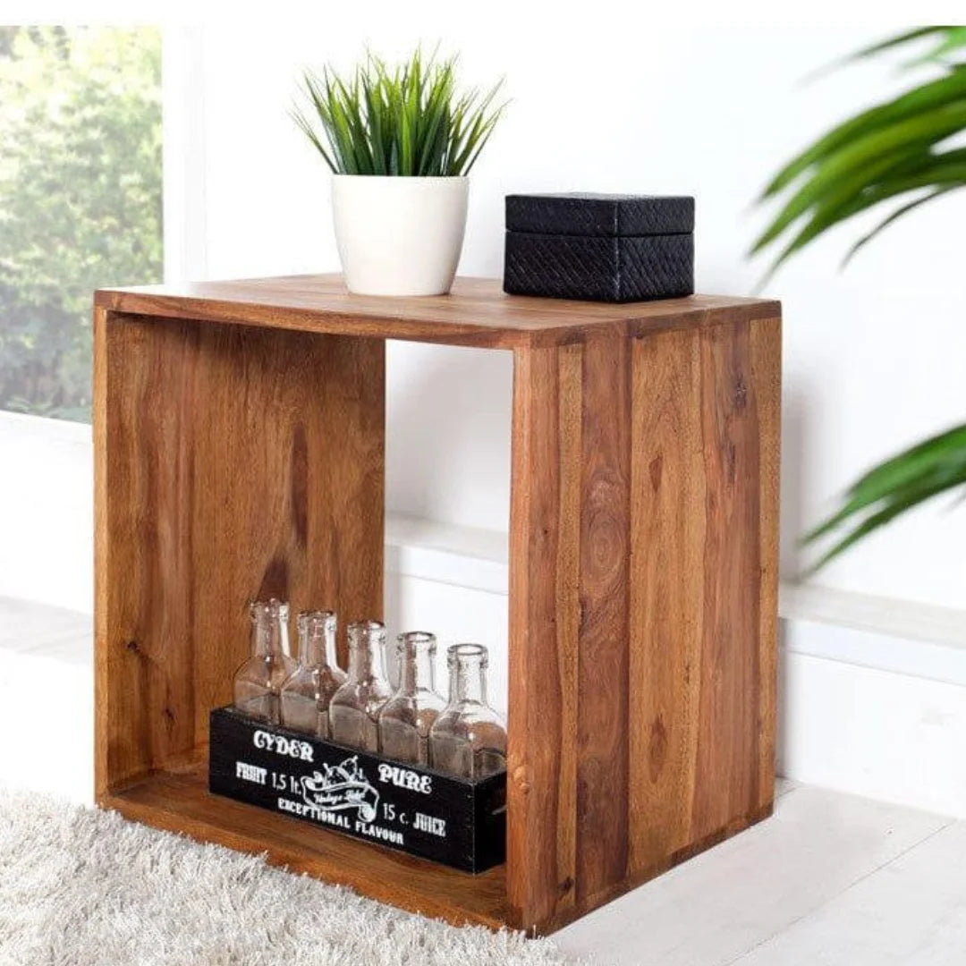 Modern Cube Storage Side Table with Open Display