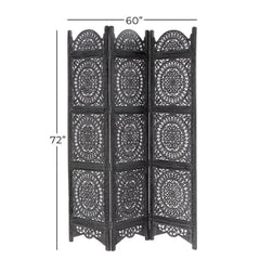 Moroccan Three-Panel Room Divider with Medallion Design