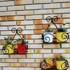 Decorative Metal Wall Plant Holders with Scrollwork Design