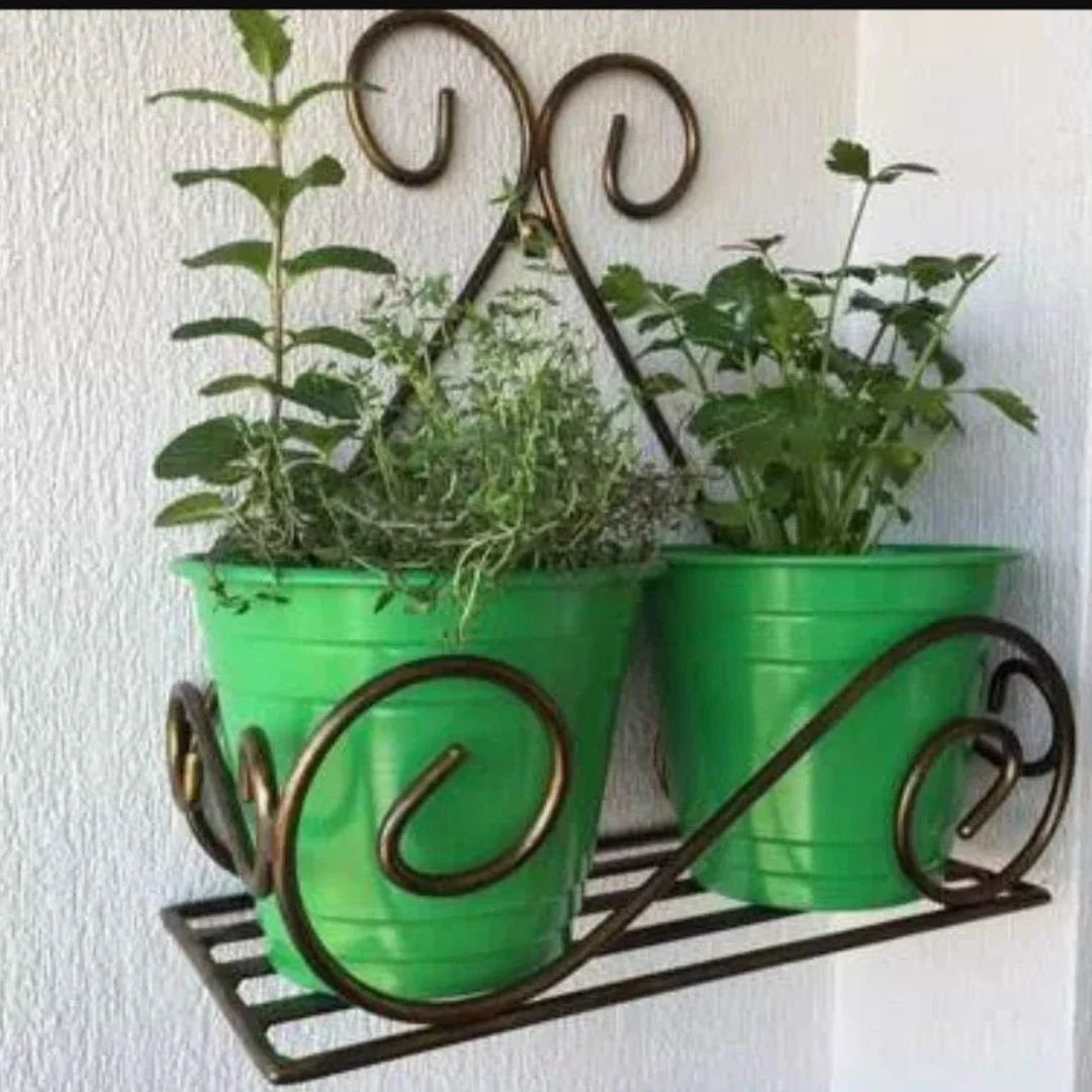 Decorative Metal Wall Plant Holders with Scrollwork Design