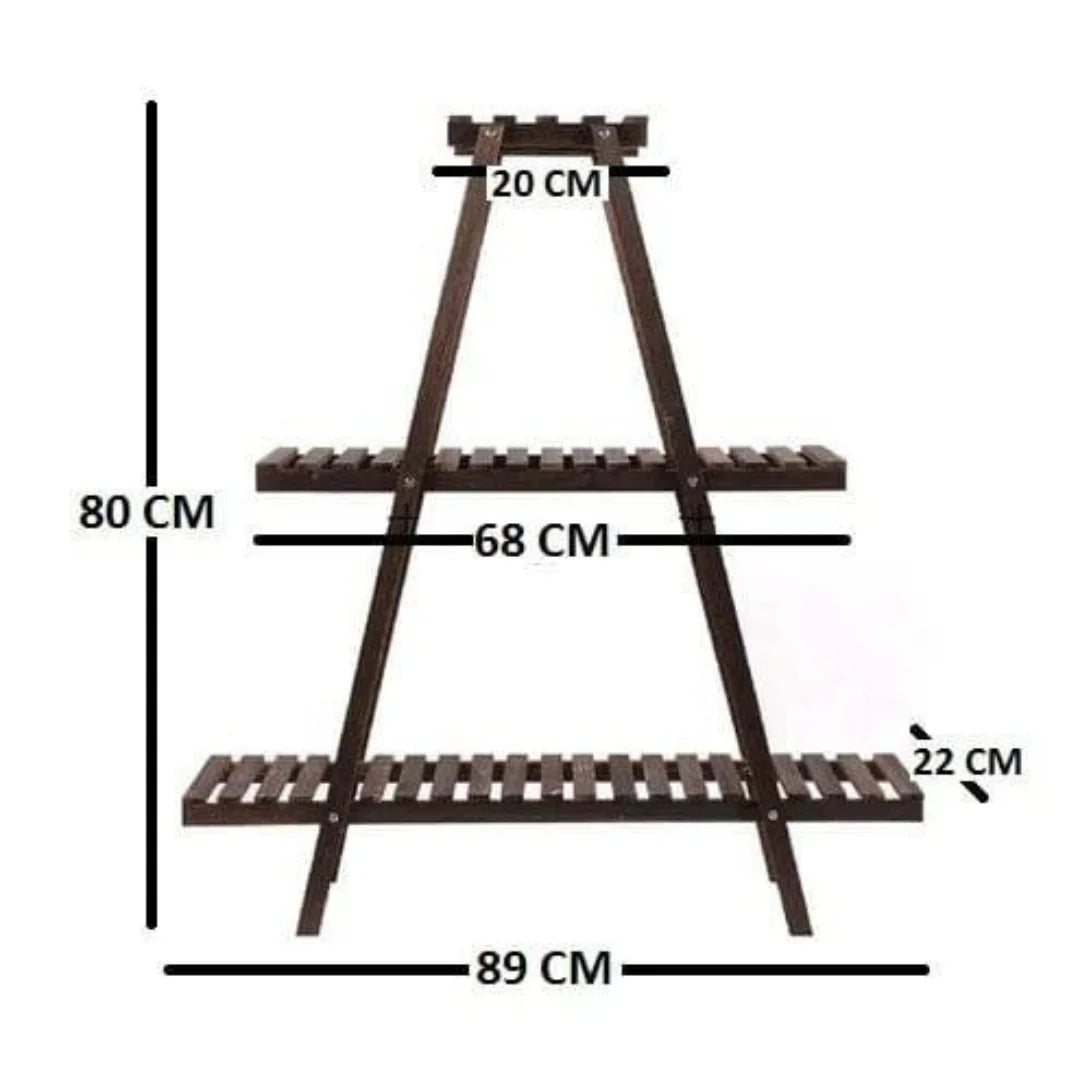 Modern A-Frame Plant Stand with Slatted Shelves