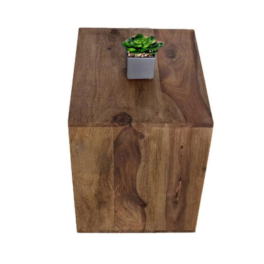 Modern Cubic Side Table with Open Storage Design