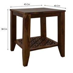 Modern Lattice Side Table with Carved Base Design