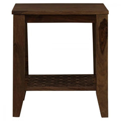 Modern Lattice Side Table with Carved Base Design