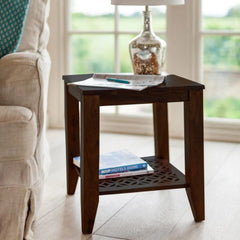 Modern Lattice Side Table with Carved Base Design