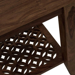 Modern Lattice Side Table with Carved Base Design