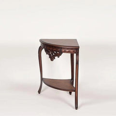 Modern Teak Corner Table with Geometric Design