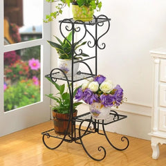 Victorian Four-Tier Plant Stand with Scrollwork Design