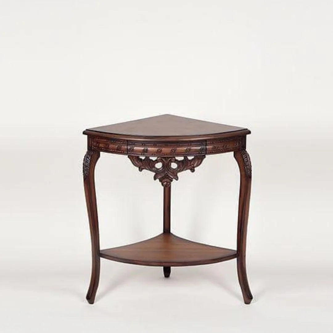 Modern Teak Corner Table with Geometric Design