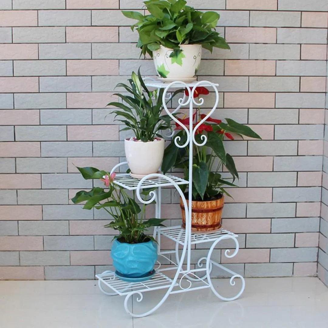 Victorian Four-Tier Plant Stand with Scrollwork Design